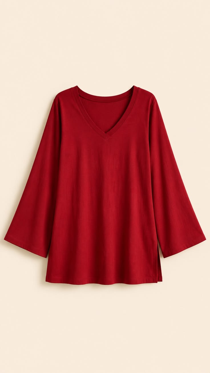 Bell Sleeve Kurti - Red (Linen)