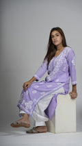 Chikankari Kurti - Purple (Georgette)
