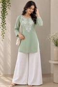 Bell Sleeve Kurti - Forest Green (Linen)