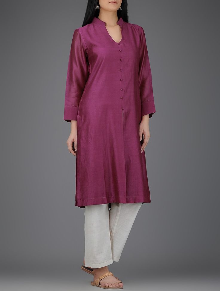 Collar Style Kurti - Magenta (Georgette)