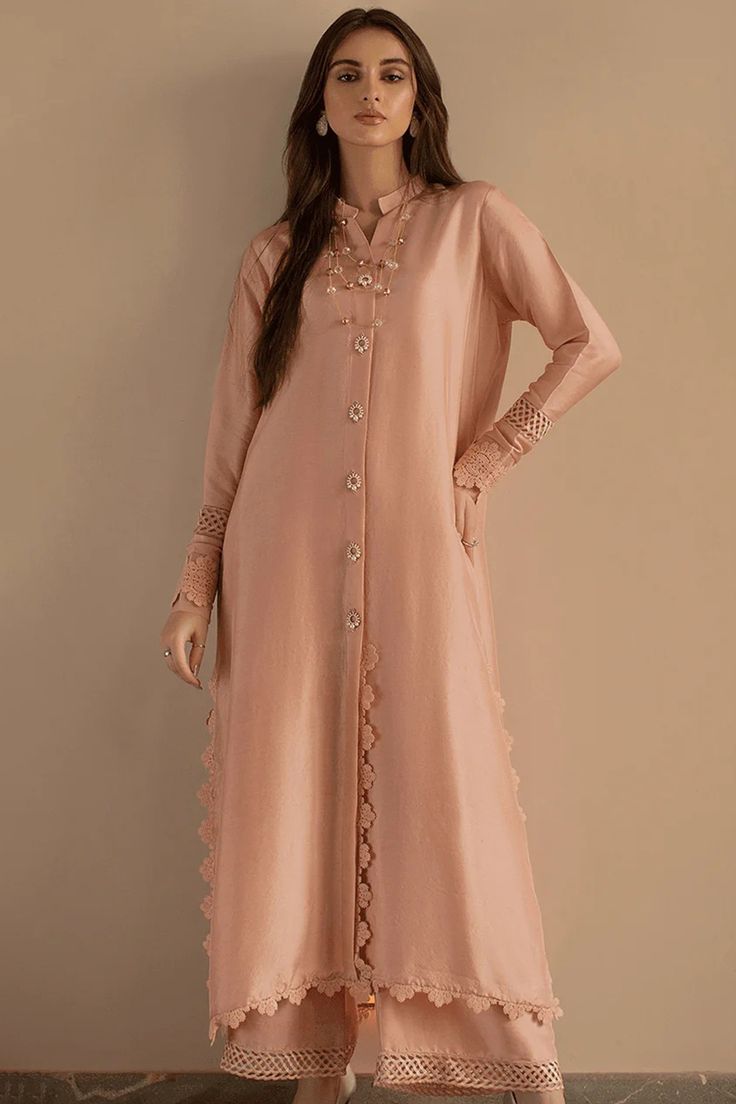 Collar Style Kurti - Peach (Rayon)