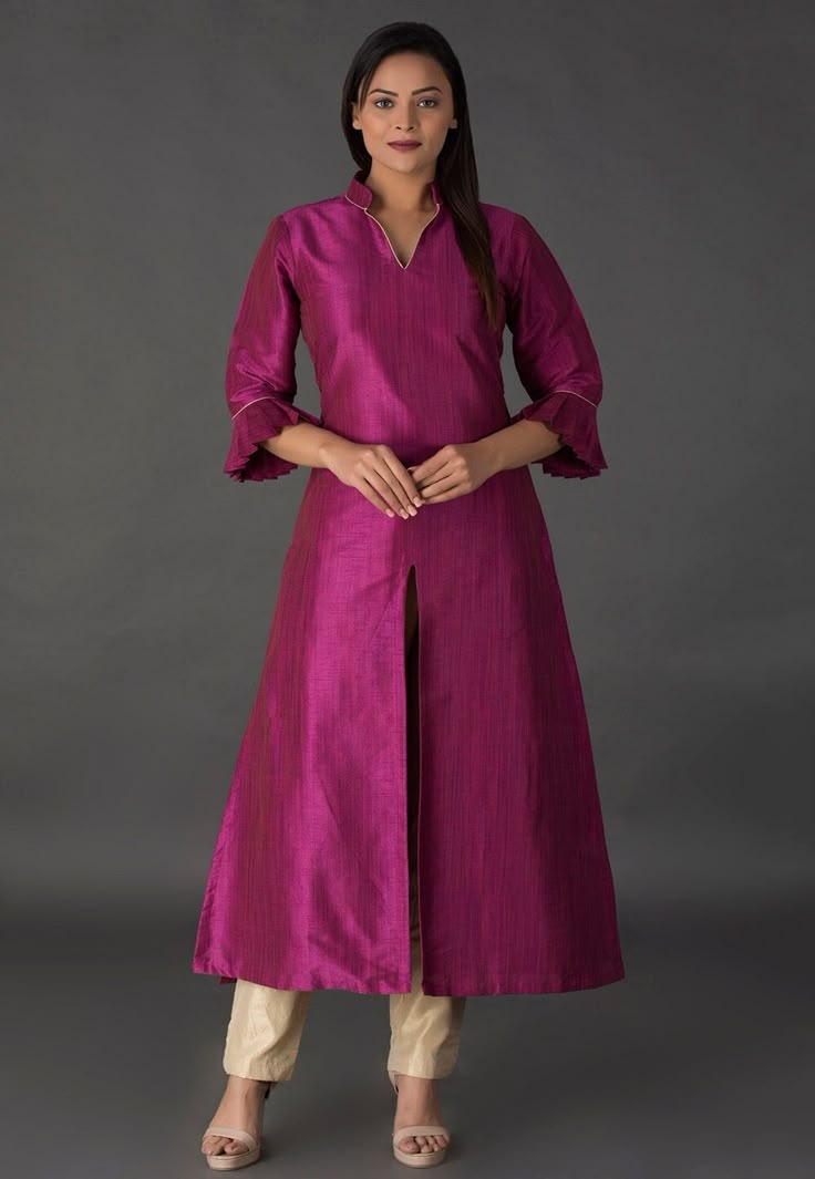 Collar Style Kurti - Magenta (Georgette)
